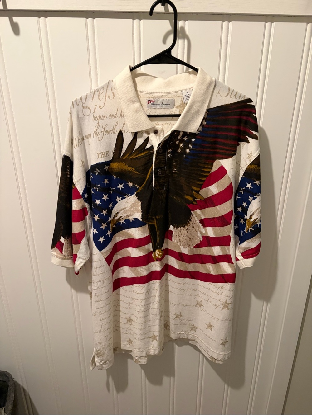 Vintage American Summer Clothing Co. Patriotic Polo Men's XL Bald Eagle USA